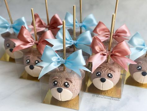 Bear Candy Apples, Chocolate Covered Apples, Apple Decorations, Teddy Bear Baby Shower, Easy Treats, Baby Bear Baby Shower, Candy Apples, Mini Cakes, Caramel Apples