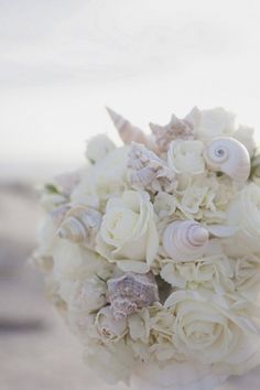 Beach Bouquet, Seashell Bouquet, Beach Wedding Decorations Reception, Theme Board, Seashell Wedding, Beachy Wedding, Sea Wedding, Beach Wedding Reception, Beach Flowers