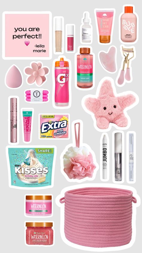 affordable valentines day basket inspo!💗 #love#valentinesday#inspo#cuteee Affordable Gift Baskets, Valentines Day Basket, Love Basket, Birthday Kiss, Valentines Day Baskets, Valentine's Day Gift Baskets, Holiday Gift Baskets, Hershey Kisses, Pink Lemonade