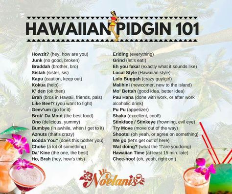 They don’t speak pidgin in public anymore. This is heartbreaking Hawaii Language, Hawaiian Sayings, Hawaiian Words And Meanings, Hawaiian Pidgin, Hawaii Quotes, Pidgin English, Hawaiian Phrases, Hawaiian Quotes, Hawaiian Words