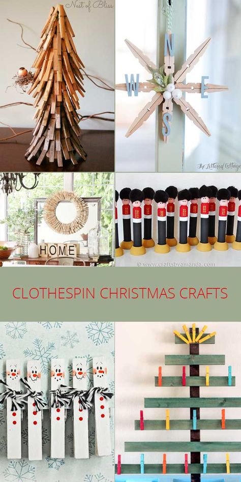 Clothespin Christmas Crafts – Rustic Crafts & Chic Decor Clothespin Christmas, Clothes Pin Ornaments, Clothespin Crafts Christmas, Clothespin Diy Crafts, Wooden Clothespin Crafts, Clothespins Diy, Rustic Decorating, Christmas Clothespins, Diy Crafts Christmas