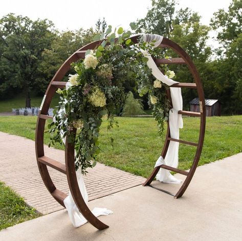 One of our favorite wedding arches! The flowers and greenery draped beautifully over this round arch. It couldn't have been more perfect! #weddingarch #weddingflowers #weddingceremony Round Wedding Arbor, Curved Wedding Arch, Wedding Arch With Flowers, Arch With Flowers, Wedding Flowers Diy, Smith Wedding, Fabric Draping, Round Arch, Wedding Arches