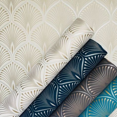 Layla Art Deco Wallpaper White GranDeco GV3101 Art Deco Fans, Hollywood Glam Wallpaper, Blue Wallpaper Living Room Accent Wall, Art Deco Wallpaper Bedroom, Art Deco Wall Paper, Speakeasy Basement, Duck Egg Blue Wallpaper, Art Deco Peel And Stick Wallpaper, Peal And Stick Wallpaper