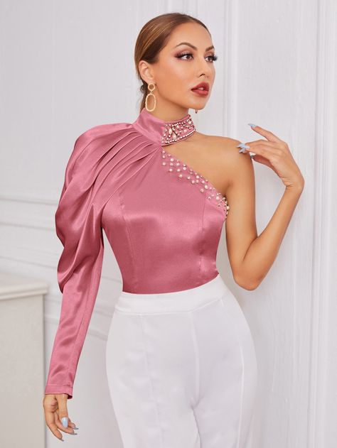 Mutton Sleeve, Leg Of Mutton Sleeve, Women Blouses, Photoshoot Poses, Style Board, Amazing Products, One Shoulder Blouse, Blouses For Women, Long Sleeve Blouse