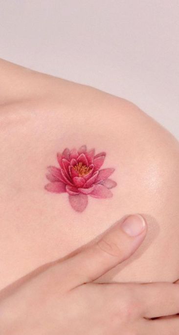 Colored Lotus Tattoo, Waterlilly Tattoo, Simple Lotus Flower Tattoo, Lily Tattoo Meaning, Lily Tattoos, Small Lotus Tattoo, Water Lily Tattoos, Pisces Tattoo Designs, Lillies Tattoo