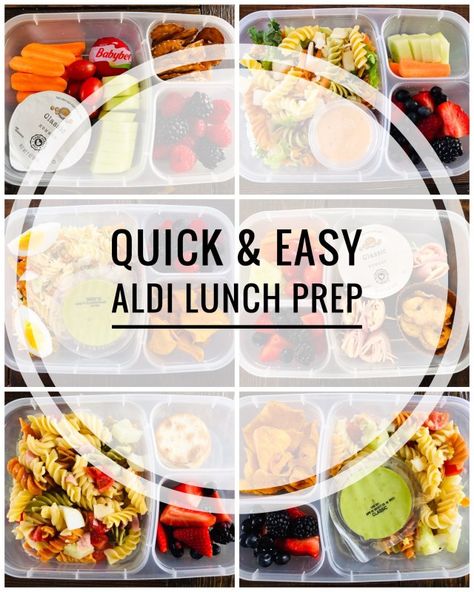 Quick and Easy Aldi Lunch Prep Ideas - perfect for school and work lunches! #schoollunch #schoollunchideas #worklunch #lunch #mealprep Aldi Lunch Ideas For Adults, Aldi Lunch Ideas, Lunch Prep Ideas, Bento Snacks, Aldi Meals, Sunday Meals, Aldi Meal Plan, Aldi Shopping, Aldi Recipes