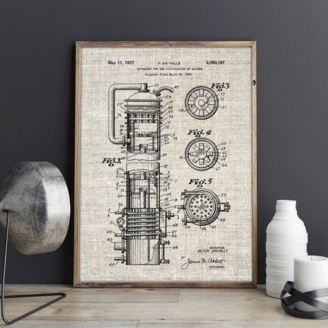 Alcohol Distillation, Whiskey Distillation, Bar Wall Printable, Bar And Pub Decor, Alcohol Wall Decor, Whiskey Printable, INSTANT DOWNLOAD #PTP0119  The patent print is a fabulous quick gift, a unique accent in your home and office interior. Printable art is a perfect way to impress your friends, family, colleagues. A good choice to surprise people who already have everything.  Our quick and creative prints will brighten anyones day. More than 500 various images for a variety of interests and... Alcohol Wall, Pub Decor, Quick Gifts, Office Interior, Patent Prints, Wall Bar, Printable Art, Whiskey, Vintage World Maps