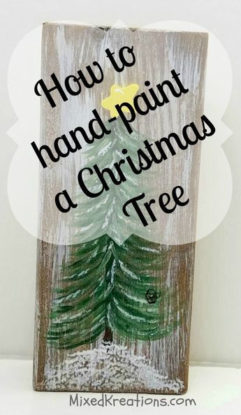 Paint A Christmas Tree On Wood, Christmas Tree Paintings Easy, Xmas Boards Decorating Ideas, Christmas Painting On Pallet Wood, Wood Scraps Christmas Crafts, Wood Christmas Tree Sign, Board Painting Ideas Christmas, Hand Painted Christmas Tree On Wood, Painted Wood Christmas Signs