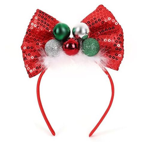 Totelux Christmas Bells Headband Sequins Bow Hair Band Red Green Hair Accessories for Women Girls Cosplay Christmas Headdress Decoration Party Supplies Gift Red Green Hair, Green Hair Accessories, Christmas Headdress, Girls Christmas Party, Xmas Bells, Christmas Party Hairstyles, Elegant Headband, Antler Headband, Christmas Hair Accessories