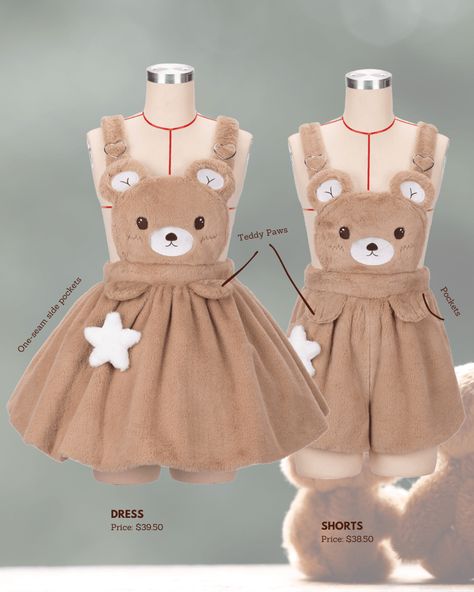 Need to make this except as a cat! Teddy Bear Fashion, Cute Onesies, Mermaid Swimsuit, Cool Kids Clothes, Fashion Sewing Tutorials, Fur Hoodie, Dress Design Sketches, Kawaii Fashion Outfits