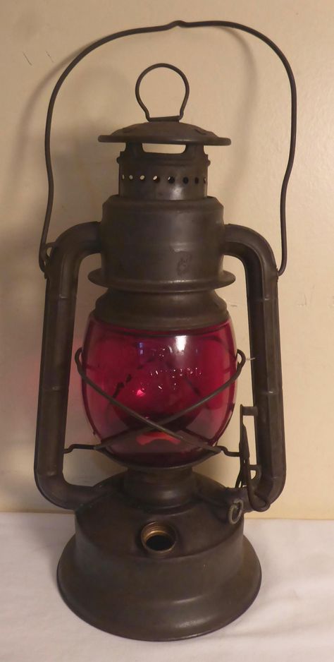 I WILL BE SHIPPING ALL ITEMS VIA UPS FROM NOW ON WITH THE EXCEPTION OF POST CARDS WHICH WILL BE SHIPPED VIA CANADA POST OR SENDLE.  For Sale today I have an Antique 1930's Dietz Red Globe Railway Lantern.  This Lantern stands 12" tall with the handle extending 3 1/4" from the top) x 7" wide and weighs 2 lbs. The base is marked "LITTLE WIZARD DIETZ N.Y. U.S.A.". The top is marked "DIETZ". The red globe is marked "DIETZ LITTLE WIZARD N.Y. U.S.A. C5 LOC - NO B PAT D 12-4-23". This lantern is in goo Lantern Stand, Railroad Lanterns, Farm Decor, Antique Decor, Canada Post, Post Cards, Cottage Decor, Old Fashioned, Halloween Shopping