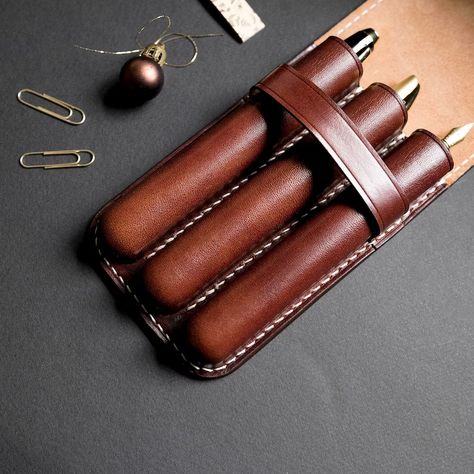 Leather Flap Pen Case for 3 Pens Holder Fountain Pen Case for - Etsy Poland Pens Holder, Fountain Pen Case, Leather Pen Case, Personalized Leather Gifts, Custom Pen, Leather Pencil Case, Chestnut Leather, Pen Accessories, Custom Pens