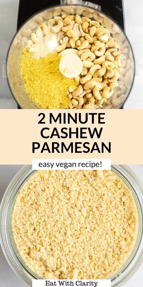 This vegan cashew parmesan is the perfect addition to your salads, pasta, pizza and more. It's savory, takes two minutes to make and completely dairy free. With nut free options, this vegan parmesan recipe is the perfect fridge staple! #cashewparmesan #veganparmesan Perfect Fridge, Cashew Parmesan, Cashew Recipes, Salads Pasta, Parmesan Recipe, Vegan Cheese Recipes, Vegan Parmesan Cheese, Parmesan Recipes, Sans Gluten Sans Lactose