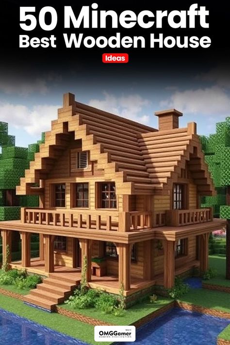 Master Minecraft wooden house building with these 15 unique designs. Perfect for creating your ideal game home! #Minecraft #WoodenHouse #MinecraftBuilds #GameDesign #CreativeIdeas Minecraft Wood Types, Minecraft House Blueprints Layout, Minecraft House Shapes Layout, Wooden Minecraft House Ideas, House Ideas For Minecraft, Minecraft Houses Easy, Minecraft Wooden House, House On Minecraft, Home Minecraft