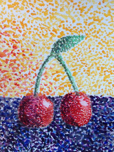 Pointalism Art, Dotted Drawings, Stippling Art, Middle School Art Projects, Fruits Drawing, Dot Art Painting, School Art Projects, Painting Gallery, Fruit Art