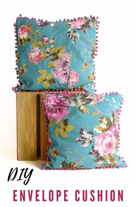 How to make envelope cushion covers, DIY Envelope Cushion Covers, #envelopecushioncovertutorial Homemade Cushion Covers, Embroidery Hoop Art Tutorial, Diy Cushion Covers, Sewing Cushions, How To Make An Envelope, How To Make A Pom Pom, Diy Envelope, Cushion Cover Designs, Cushions To Make