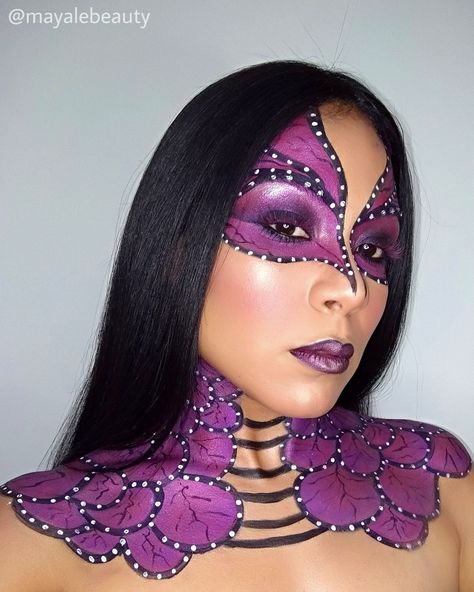 Artistic Butterfly, Purple Makeup Looks, Butterfly Makeup, Butterfly Purple, Purple Makeup, Creative Makeup Looks, Creative Makeup, Beautiful Paintings, Halloween Face