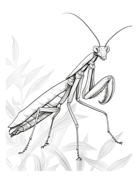 Praying Mantis Tattoo Simple, Praying Mantis Drawing, Mantis Drawing, Mantis Tattoo, Stippling Tattoo, Black And White Sketches, Praying Mantis, Insect Art, Stippling