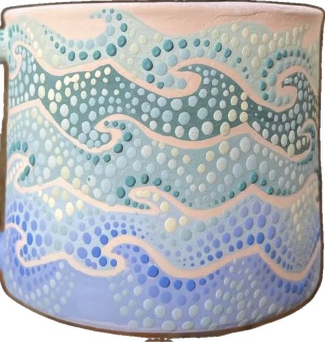 Beach Themed Pottery Painting, Pottery Painting Waves, Beach Pottery Painting, Pottery Painting Beach, Ceramic Bowls Painting Ideas, Painting Pottery Plates, Clay Cafe, Pottery Decoration, Painting Ceramics