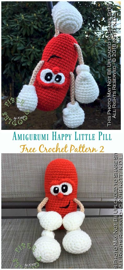 Happy Little Pill Amigurumi Free Crochet Pattern - Crochet Happy #Pill; #Amigurumi; Free Patterns Amiguri Crochet, Free Patterns Crochet, Easy Crochet Projects, Chill Pill, Crochet Amigurumi Free Patterns, Crochet Goodies, Crochet Amigurumi Free, Crochet Videos Tutorials, Happy Pills