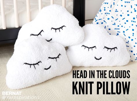 What’s more iconic that a baby sleeping on a cloud? The Head in the Clouds Knit Pillow is beyond soft and cuddly. Perfect for a photo prop or playtime! Modern Knitting Patterns, Emoji Pillows, Funny Pillows, Unique Yarn, Head In The Clouds, Knitting Blogs, Knit Pillow, Baby Pillows, In The Clouds