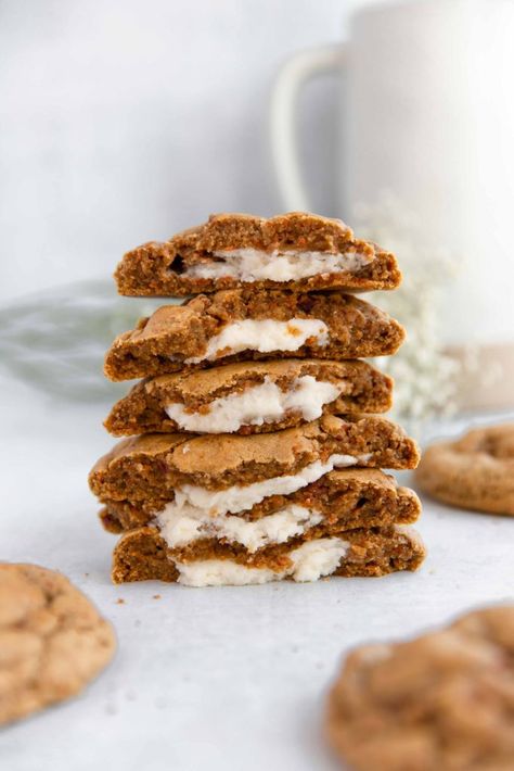 stuffed carrot cake cookies Stuffed Carrot Cake Cookies, The Palatable Life, Palatable Life, Carrot Cookies, Levain Bakery, Carrot Cake Cookies, Gourmet Cookies, Oatmeal Raisin Cookies, Carrot Cake Recipe