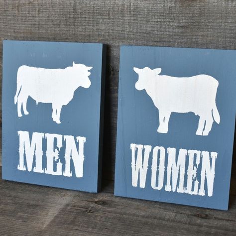 Room Door Signs, Room Western, Bathroom Signage, Rustic Barn Decor, Western Bathroom, Restroom Signs, Business Restaurant, Toilet Door Sign, Restaurant Bathroom