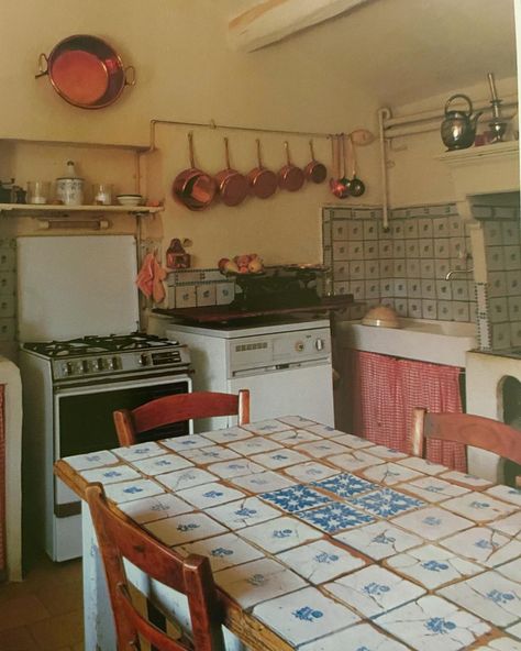 Grace Cobb | I love this kitchen the delft tiled table is wonderful. | Instagram