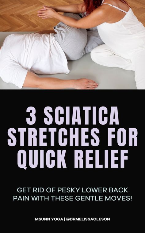 Got sciatica pain? Tired of dealing with sciatic nerve pain? Try this sciatica yoga flow for sciatica pain relief! This at-home yoga routine is full of sciatica stretches and exercises as well as the best yoga poses to relieve sciatica and yoga stretches for sciatica nerve pain. Try these sciatica yoga poses now for quick relief! Stretches For Sciatica, Sciatica Yoga, Sciatica Massage, Sciatic Nerve Relief, Sciatic Nerve Pain Relief, Yoga For Sciatica, Sciatica Stretches, Low Back Pain Relief, Sciatica Exercises