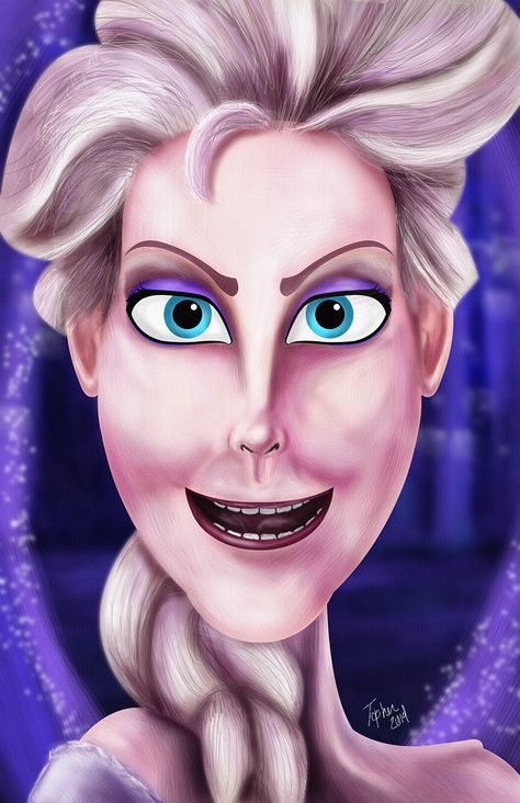 Elsa the Snow Queen Let it go, Disney’s Elsa from Frozen by Topher Adam Available: http://www.redbubble.com/people/topheradam/works/11399355-elsa-the-snow-queen-by-topher-adam Wheres My Hair Ahhhh Elsa, Ugly Disney Characters, Elsa Funny, Elsa Wallpaper, Elsa Drawing, Frozen Cartoon, Elsa Coloring, Elsa Coloring Pages, Elsa From Frozen