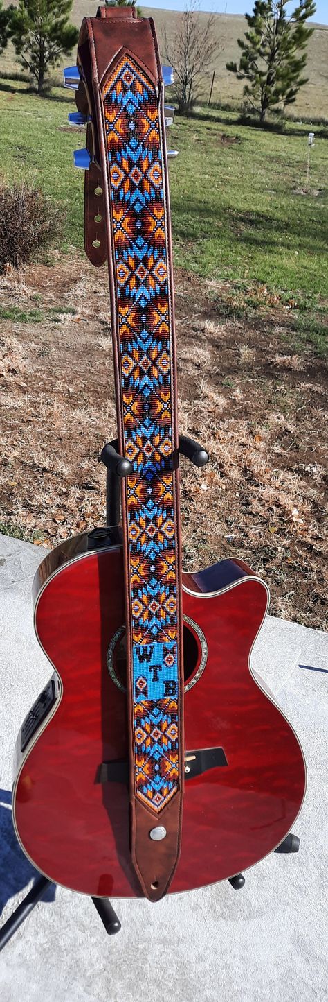 Made 2021. Guitar Strap Pattern, Beaded Guitar Strap, Beaded Guitar, Bead Projects, Guitar Strap, Beading Patterns, Bead Work, Beading, Guitar