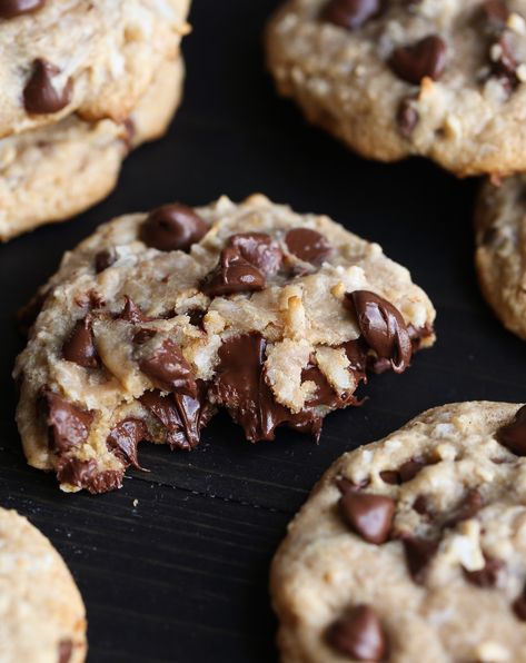 TREASURE COOKIES! These are an elevated chocolate chip cookie..sweetened with sweetened condensed milk, extra flavor from browned butter and graham cracker crumbs, and the perfect amount of coconut that even coconut haters will still love them! #cookiesandcups #cookies #recipe #chocolatechip #baking Bars With Sweetened Condensed Milk, Treasure Cookies, Savory Treats, Camping Snacks, Browned Butter, Cookie Time, Birthday Desserts, Cookie Party, Sweetened Condensed Milk