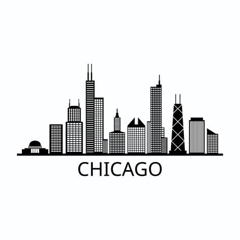 Chicago Skyline On Background Chicago Skyline Drawing, Chicago Skyline Art, Chicago Wallpaper, Chicago Painting, Skyline Logo, Chicago Cityscape, Decal Svg, Modern Postcard, Skyline Silhouette