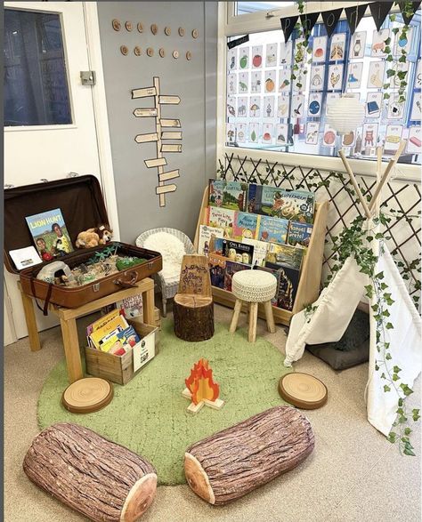 Reading Corner Classroom, Childcare Rooms, Reggio Emilia Classroom, Teaching Classroom Decor, Reception Classroom, Camping Classroom, Reggio Inspired Classrooms, Eyfs Classroom, Reggio Classroom