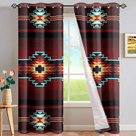 Aztec Pattern Window Curtain for Women Men Living Room 52 x 63 Inches, Lightweight Blackout Curtain Panels Set of 2 Washable Bedroom Kitchen Drapes Men Living Room, Kitchen Drapes, Farmhouse Curtains, Bedroom Window, American Decor, Drape Panel, Bedroom Windows, Window Drapes, Aztec Pattern