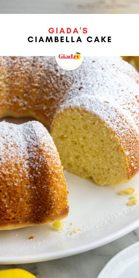 Ciambella is a delicious classic Italian cake that’s traditionally eaten for breakfast, and it’s incredibly simple and easy to make. Light, fluffy, tender, and with a great aromatic flavor of lemon and olive oil and a touch of fennel – it really is perfect with espresso in the morning! This can absolutely be served up as a dessert, too – and it’s a win-win because any leftovers can be breakfast anyway! Serve it with whipped cream and berries or citrus segments for a beautiful Italian dessert. Giada De Laurentiis Recipes, Spiced Cake, Giada Recipes, Italian Recipes Dessert, Italian Pastries, Italian Cake, Italian Dessert, Giada De Laurentiis, Almond Cake