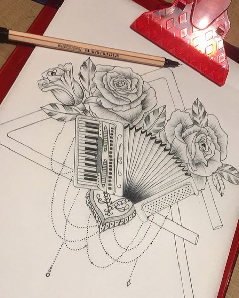 Accordion Tattoo Ideas, Harley Davidson Images, Music Drawings, Human Canvas, Memorial Tattoos, Music Tattoos, Maori Tattoo, Cadeau Photo, Birds Tattoo