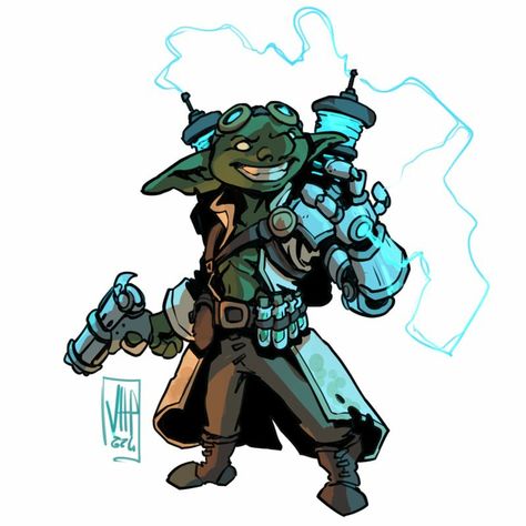 Artificer Dnd Art, Dnd Goblin Male, Goblin Artificer, Steampunk Concept, Bone Dust, D D Classes, D D Character Ideas, Dnd Miniatures, Dungeons And Dragons Characters