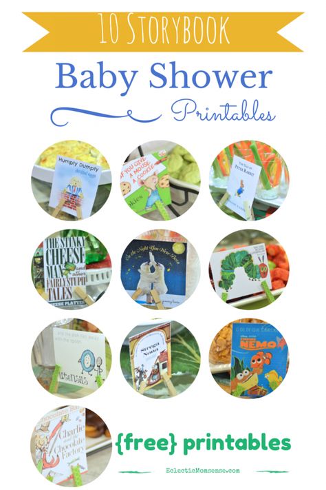 Storybook Baby Shower Ideas and FREE printables. #party #babyshower Book Baby Shower Decorations, Storybook Party, Girl Shower Decorations, Book Shower, Storybook Theme, Girl Shower Themes, Storybook Baby Shower, Book Birthday, Baby Shower Theme Decorations