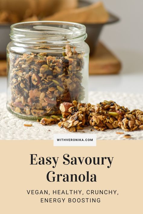 Savoury Nuts Recipe, Nut And Seed Granola, Savory Granola Recipe, Salad Toppers Crunchy, Easy Savoury Snacks, Savory Nuts Recipe, Savoury Granola, Paleo Granola Recipe, Salty Granola