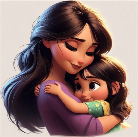 Mother Daughter Cartoon Images, Mom And Daughter Anime, Mother Daughter Cartoon, Mama And Son, Happy Mothers Day Images, Birthday Countdown, Mothers Day Images, Mother Images, Happy Diwali Images