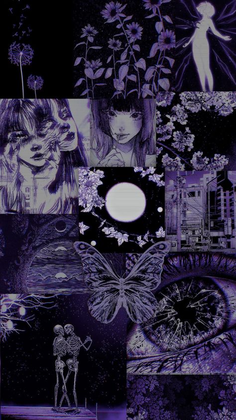 #aesthetic #purple #art #wallpaper #skeleton Dark Purple Wallpaper Collage, Skeleton Art Purple, Dark Purple Witch Aesthetic, Deep Purple Wallpaper Iphone Wallpapers, Grunge Purple Wallpaper, Purple Spooky Wallpaper, Purple Grunge Wallpaper, Wallpaper Aesthetic Iphone Purple, Lovecore Purple