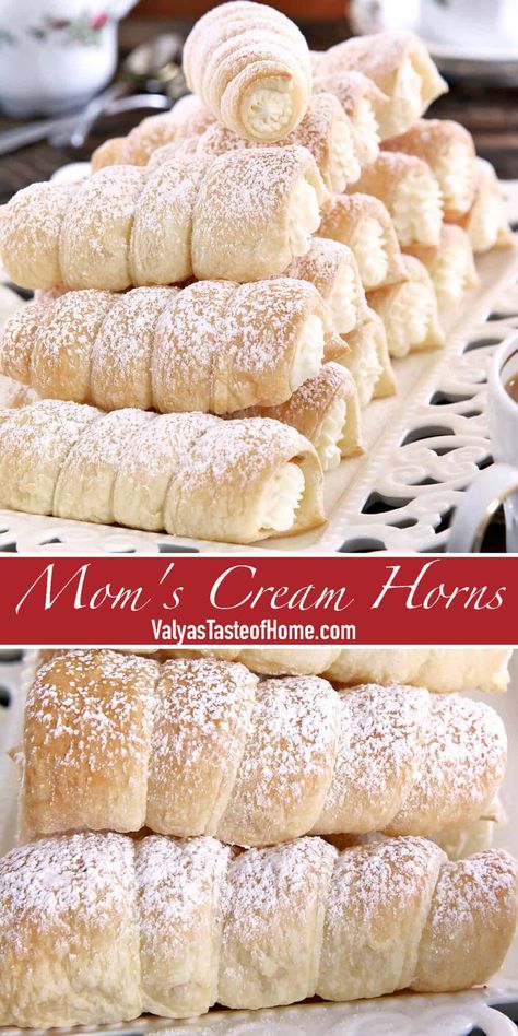 Sweet Puff Pastry Recipes, Sweet Puff Pastry, Puff Pastry Recipes Dessert, Cream Horn, Pastries Recipes, Pastries Recipes Dessert, Cream Horns, Cream Puff Recipe, Puff Pastry Desserts