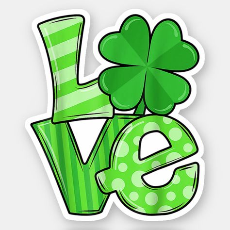 March Stickers, March Illustration, Portfolio Cover Design, St Patricks Day Clipart, Towel Embroidery Designs, Saint Patricks Day Art, St Patties, Day Stickers, Green Shamrock