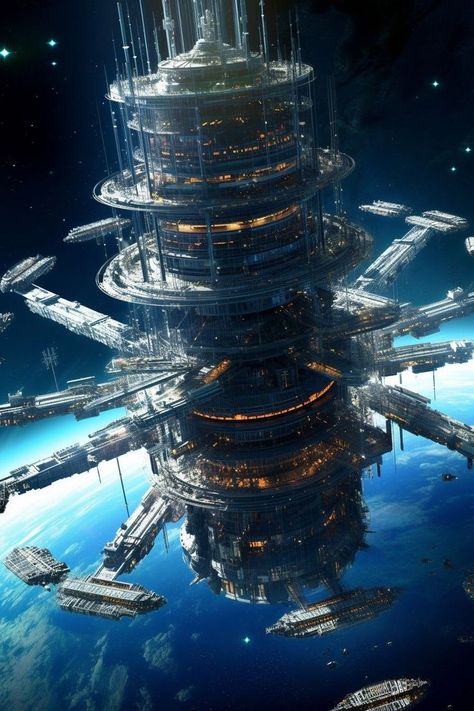 Halo Space Station, Sci Fi Space Station Concept Art, Space Colony Concept Art, Future Space Station, Science Fiction Spaceship, Space Shipyard, Space Station Concept Art, Space Cities, Space Colony Concept