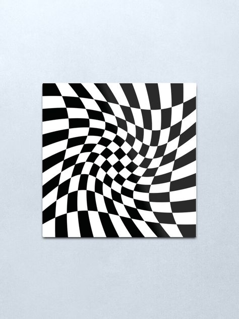 "Checkerboard Pattern, 3D Optical Illusion Checkered Pattern" Metal Print by Vintagemashup | Redbubble 3d Optical Illusions Art, Checker Art, Checkered Illusion, Checkered Art, 3d Illusion Drawing, Vintage Tattoo Sleeve, Optical Illusion Pattern, Illusion Pattern, Optical Illusion Art