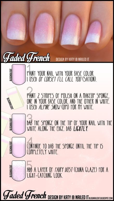 Faded French Manicure, French Manicure With A Twist, Faded French, Nail French, Manicure Tutorials, French Fade, Glitter French Manicure, French Manicure Designs, Diy Nail Art