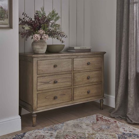 6 Drawer Chest Of Drawers, Chest Of Drawers Next To Bed, Bedroom Chest Of Drawers Decor, Bedroom Chest Of Drawers Styling, French Cottage Interiors, Chest Of Drawers In Bedroom, Master Living Room, French Cottage Interior, Chest Of Drawers Styling