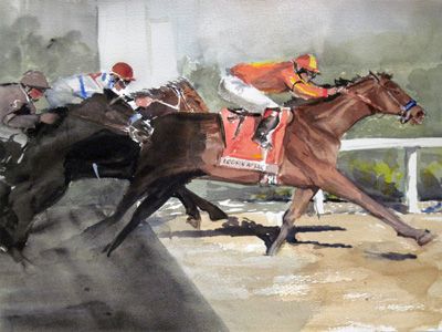 Lookin at Lucky Kentucky Derby Horses, Derby Horse, Equine Portraits, Thoroughbred Horse Racing, Horse Art Print, Horse Illustration, Watercolor Horse, Thoroughbred Horse, Bird Artwork