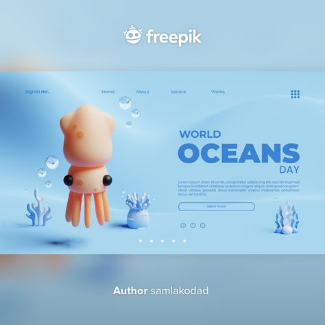 Sea Animals Cute, Character Web, Simple Website Design, World Oceans Day, Landing Page Inspiration, Cute Website, Canvas Learning, Publicidad Creativa, Sea Design